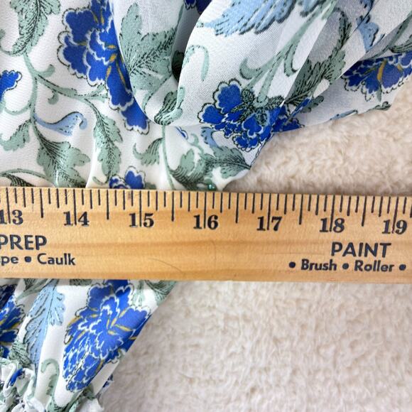 Max Studio Floral Print Mini Dress Size S Smoked Waist V-Neck Long Sleeve Boho - Picture 6 of 13